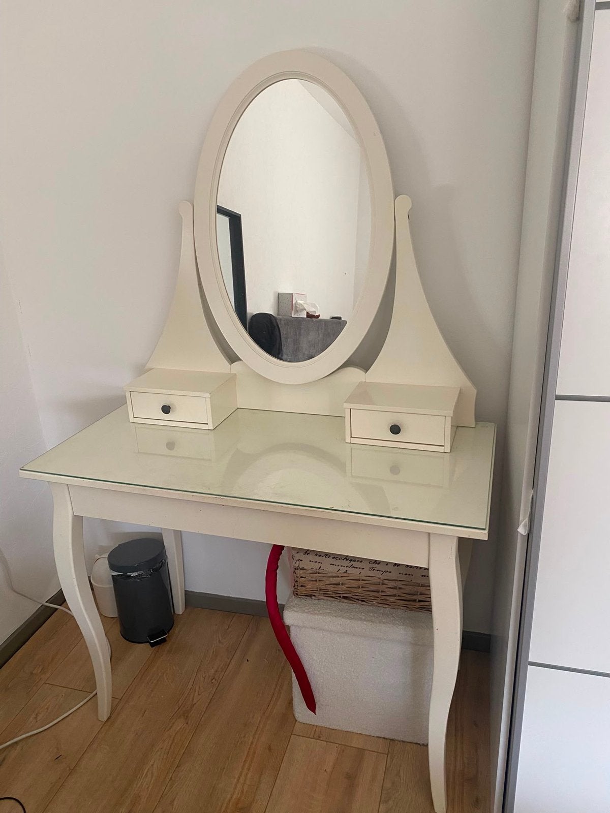 IKEA Hemnes toilettafel met spiegel - Gebruikt, Ophalen, Gebruikt, 50 tot 100 cm, 150 tot 200 cm