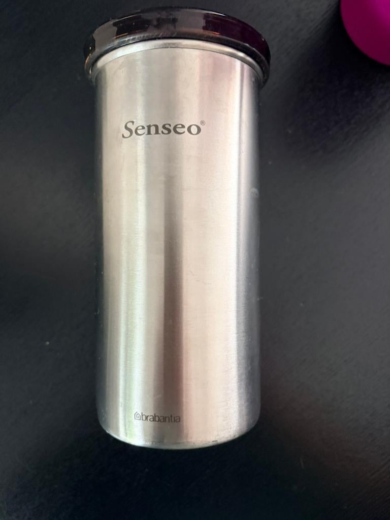 Senseo koffiepad bewaarblik - RVS, Gebruikt, Zilver, Ophalen of Verzenden, Voorraadpot