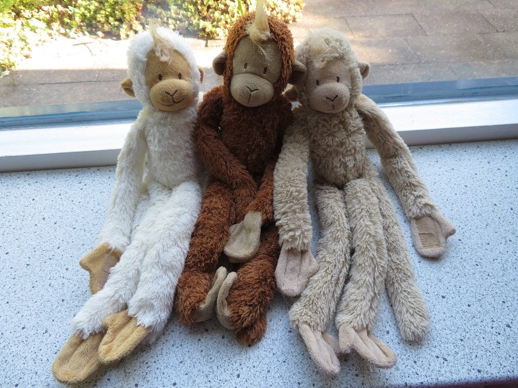 Monkey aap merk Happy Horse meten ca 42 cm bruin wit beige, Happy Horse, Ophalen of Verzenden, Zo goed als nieuw, Middelgroot (20 tot 80 cm)