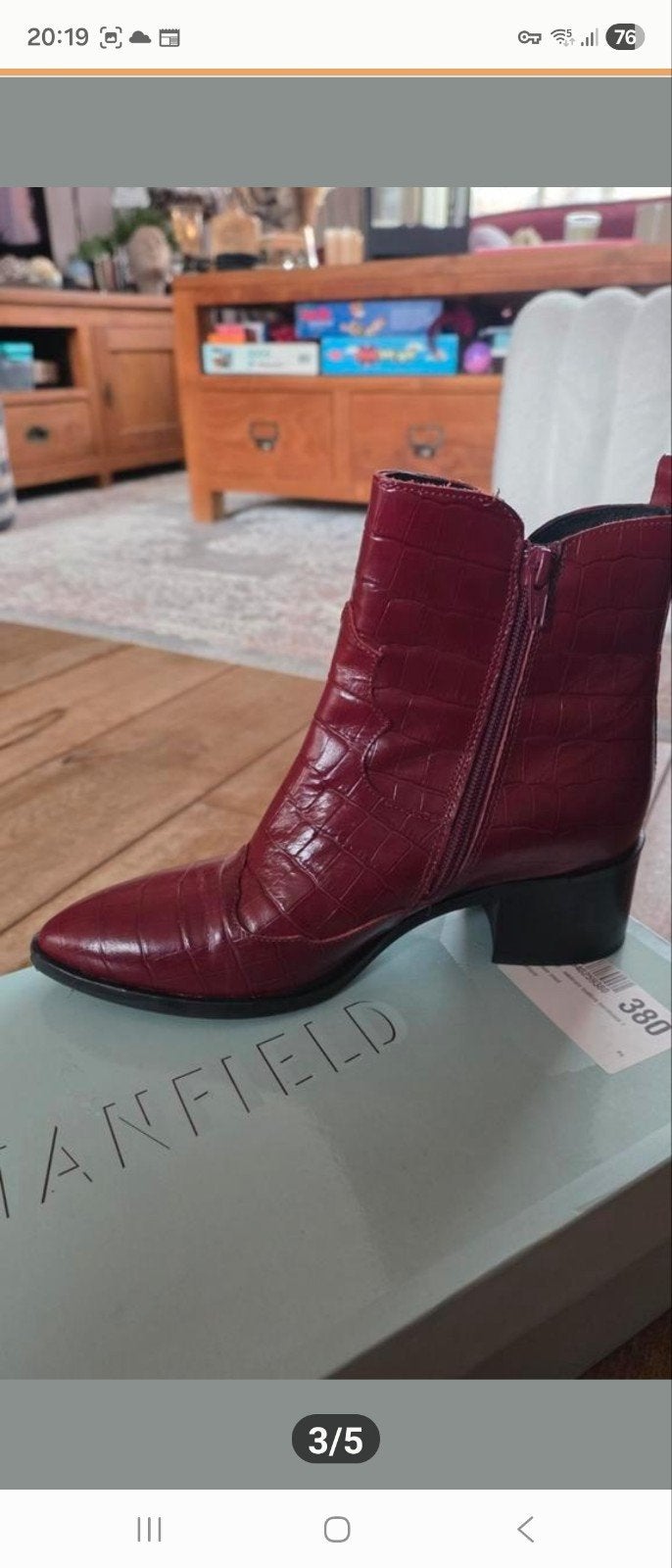 Bordeaux rode echte leren laarsjes van Manfield mt 37/38, Lage of Enkellaarzen, Ophalen of Verzenden, Zo goed als nieuw, Rood