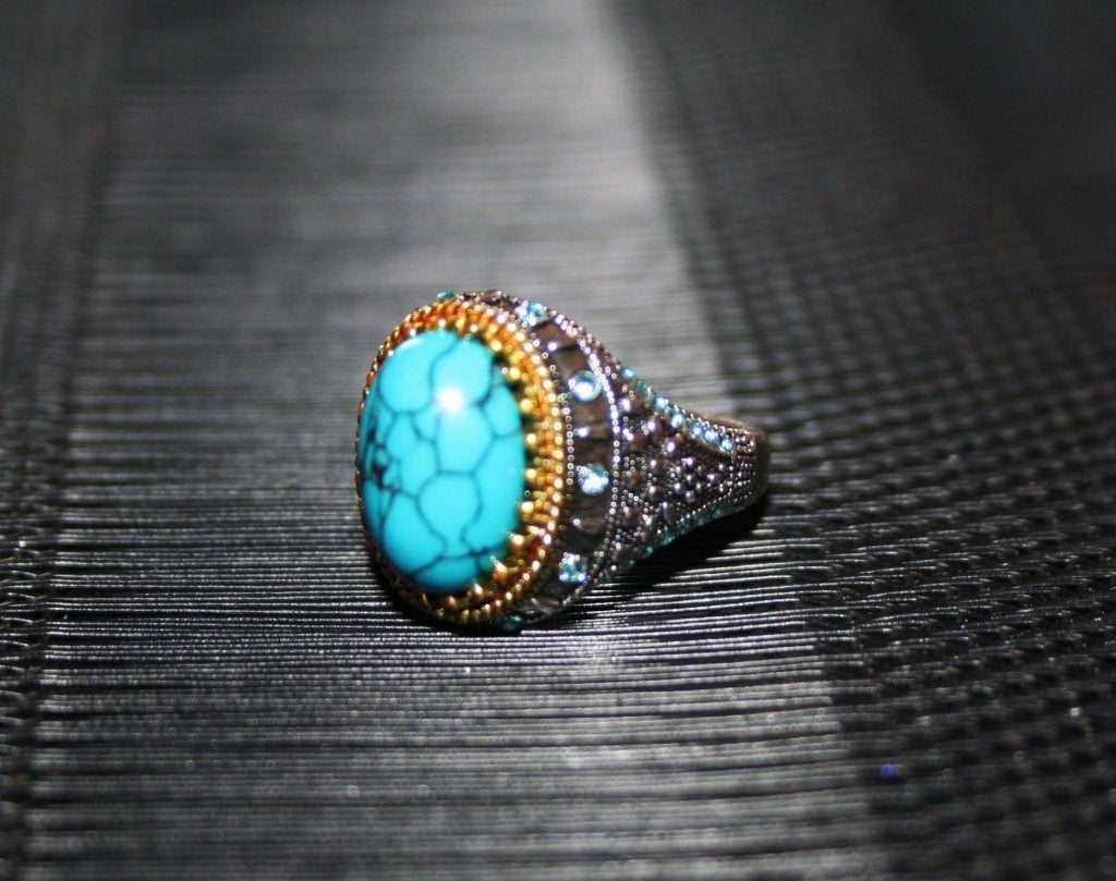 Ring zilverkleurig blauw mt 18,1 mm Nieuw, Sieraden, Tassen en Uiterlijk, Ringen, 18 tot 19, Nieuw, Dame, IJzer of Staal