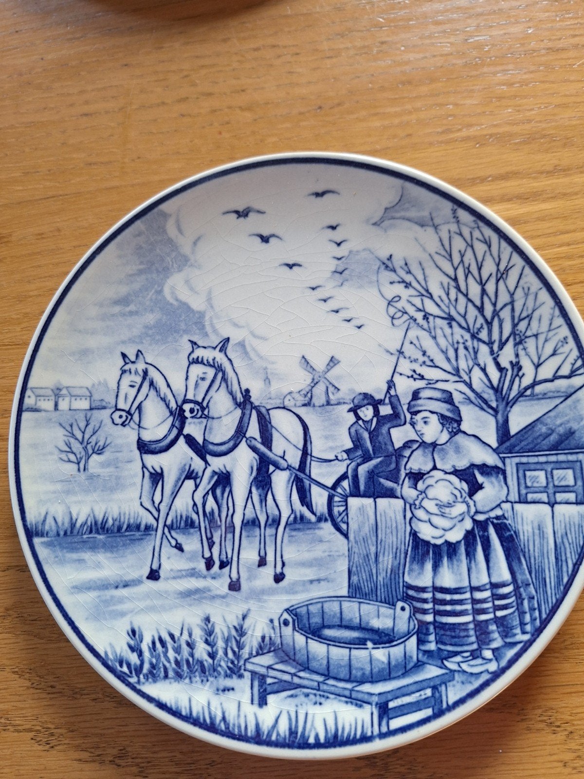 4 blauwe bordjes Delfs Blauw  handwerk €40 00, Antiek en Kunst, Antiek | Wandborden en Tegels, Ophalen