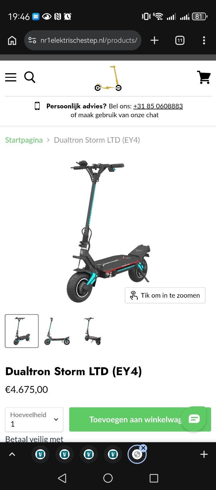 Dualtron Storm LTD (EY4) Zo goed als nieuw, Ophalen of Verzenden, Zo goed als nieuw, Elektrische step (E-scooter), Dualtron