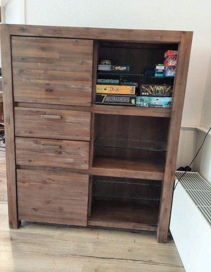 Massief houten wandkast - Nette staat, Ophalen, Gebruikt, 100 tot 150 cm, 100 tot 150 cm