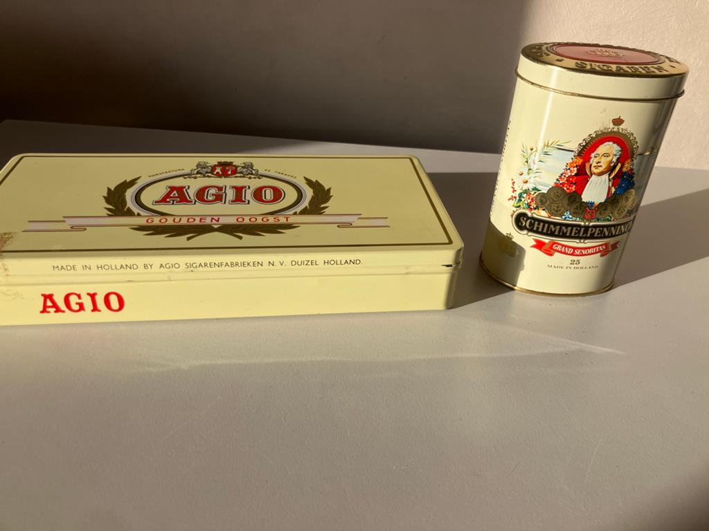 Retro vintage sigaren blikken Agio en Schimmelpenninck, Verzamelen, Blikken, Ophalen, Zo goed als nieuw