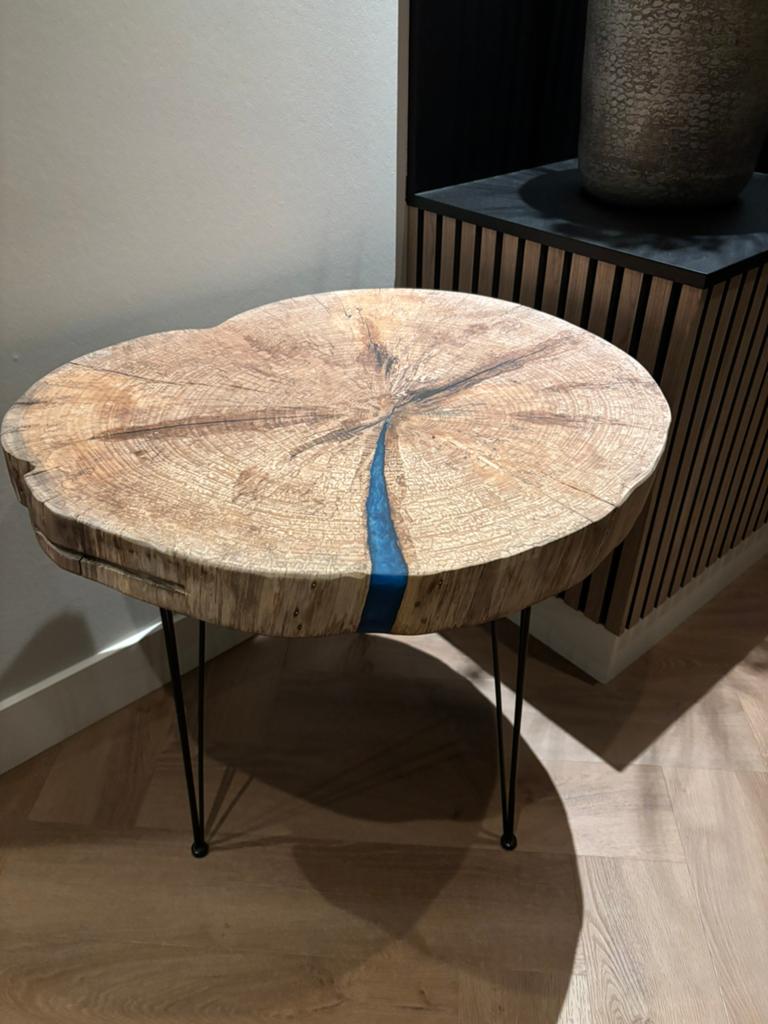Boomschijf epoxy salontafel, Ophalen, 50 tot 75 cm, Rond, Nieuw