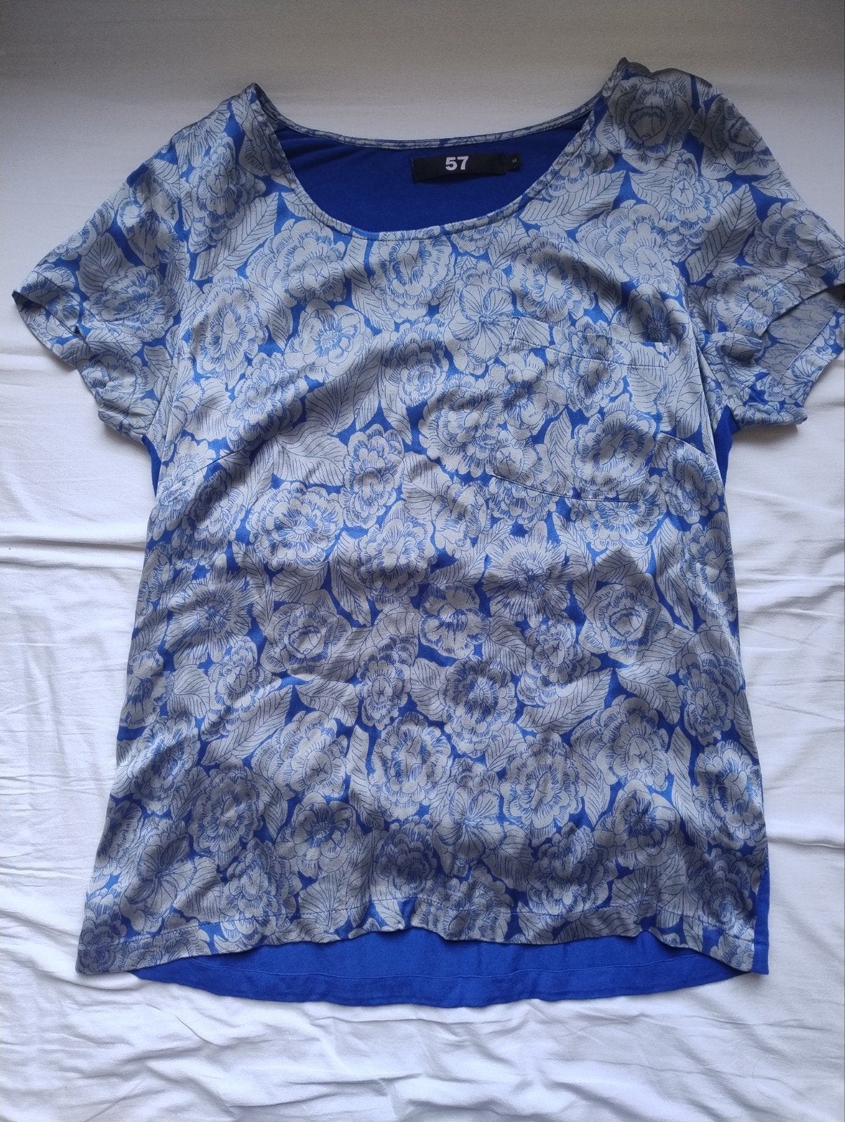 Sissyboy Sissy boy shirt zijde kobaltblauw grijs M, Maat 38/40 (M), Blauw, Sissy-Boy, Ophalen of Verzenden