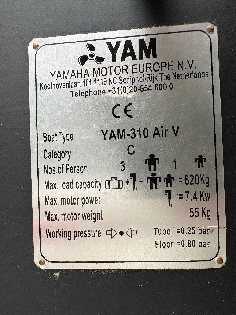 Rubberboot yam310, Watersport en Boten, Ophalen, Gebruikt, Airdeck, Yam