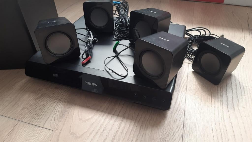 Philips dvd speler incl. surround sound, Audio, Tv en Foto, Home Cinema-sets, Ophalen, Gebruikt, Philips, Dvd-speler
