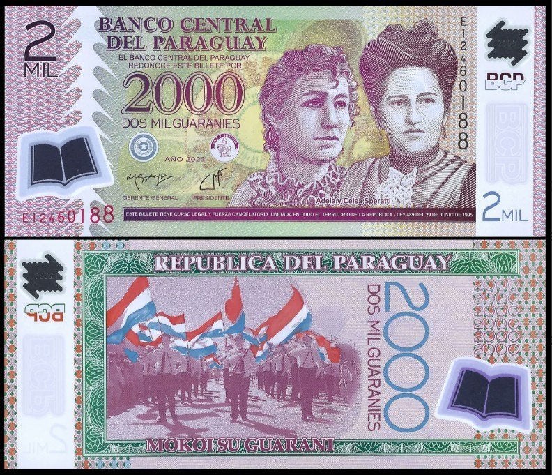 Paraguay 2022/2023, 3 nieuwe polymeer bankbiljetten (UNC), Postzegels en Munten, Bankbiljetten | Amerika, Verzenden, Zuid-Amerika