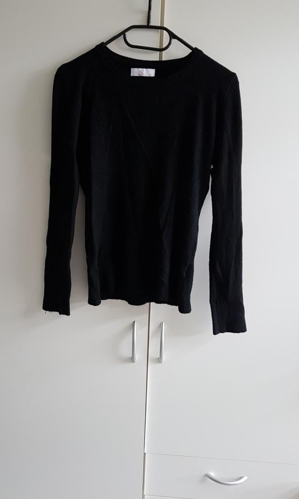 Rib top zwart maat L/XL, Verzenden, Zo goed als nieuw, Zwart, Lange mouw