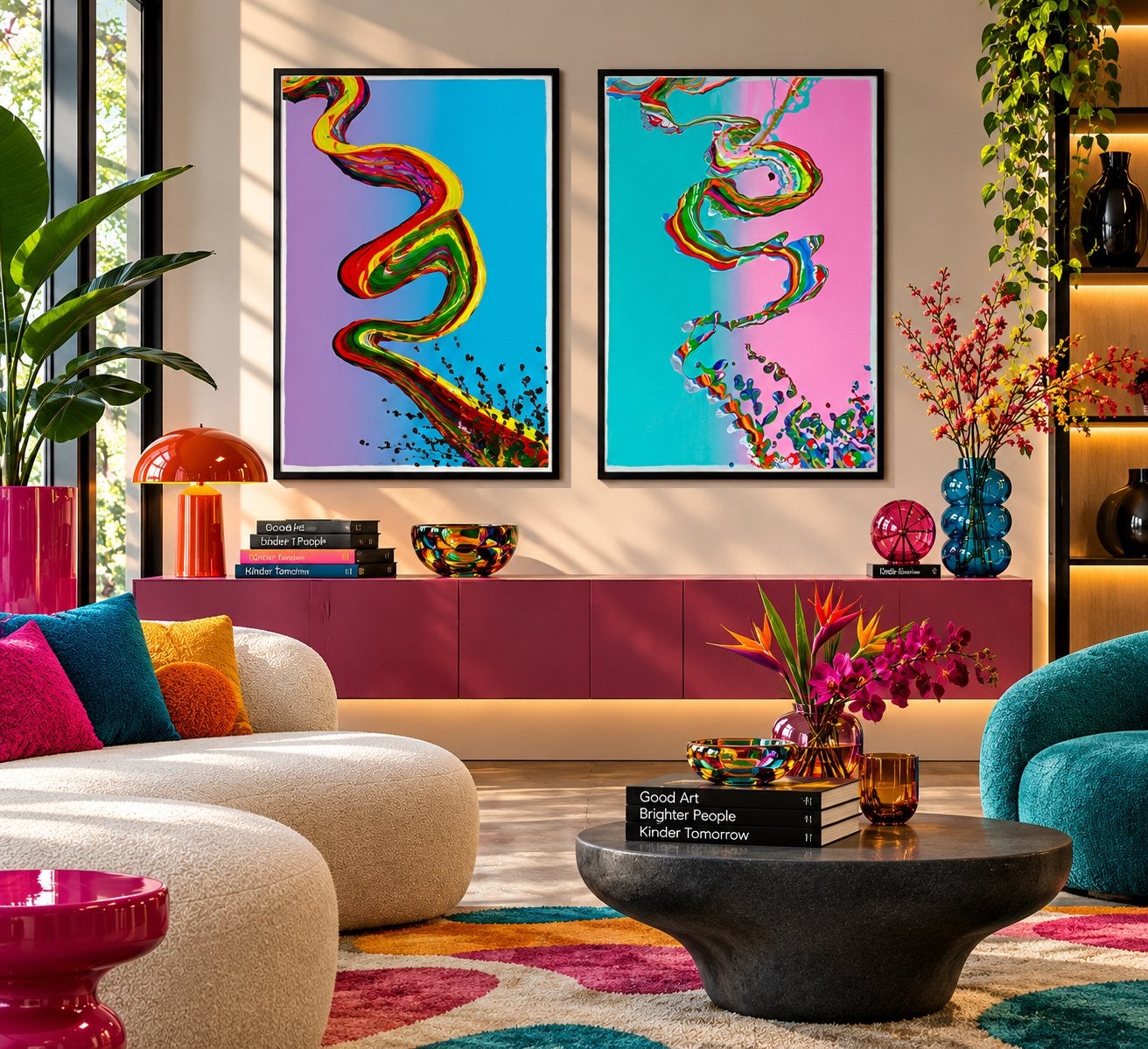 Set schilderijen, originele JS-US doeken, afmeting 75x55cm, Antiek en Kunst, Ophalen