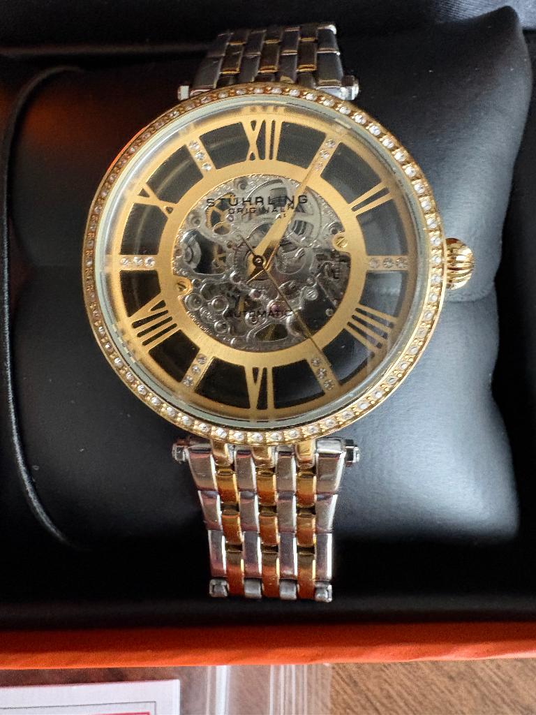Dames horloge automaat Merk Stuhrling original nieuw in doos, Staal, Staal, Polshorloge, Nieuw