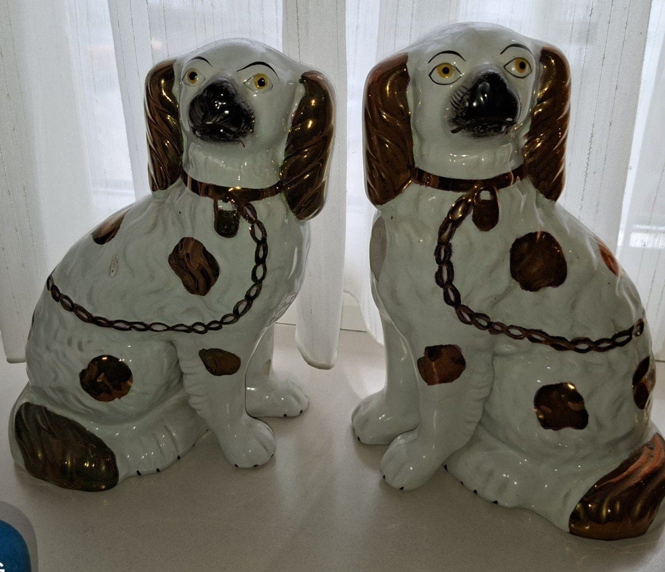 Set van 2 Antieke Porseleinen Spaniel Honden Beelden, Ophalen