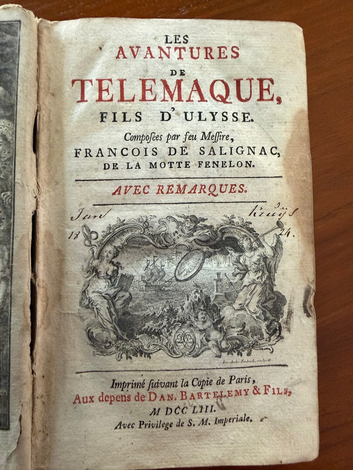 Les Aventures de Télémaque, 1753 - François Fénelon, Antiek en Kunst, Ophalen of Verzenden