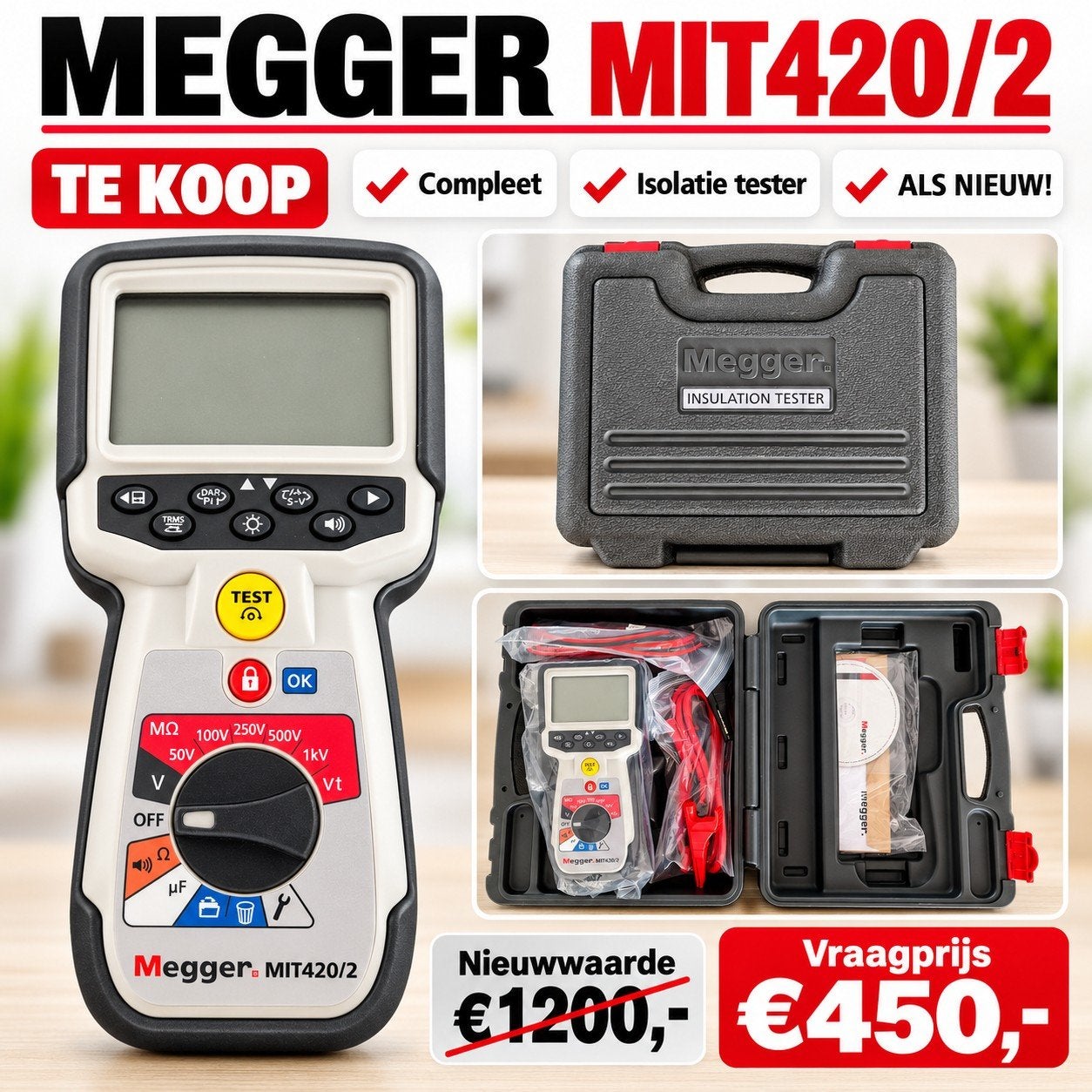 MEGGER MIT420/2, COMPLEET (Isolatie tester), Doe-het-zelf en Verbouw, Ophalen, Zo goed als nieuw