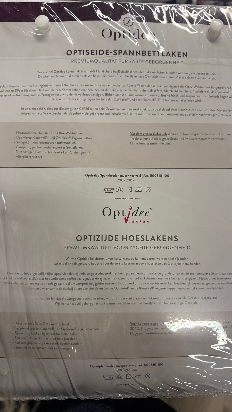 Optidee Optizijde hoeslaken 200x200 wit - Nieuw, Ophalen of Verzenden, Overige merken, Wit, Hoeslaken of Sloop