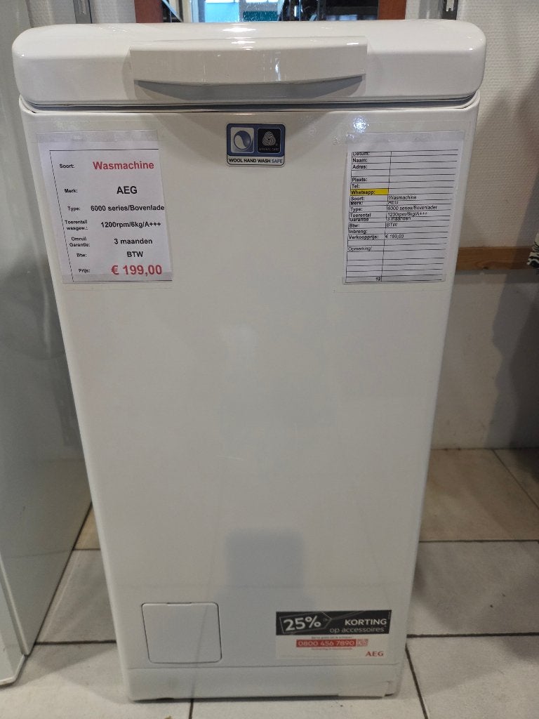 wasmachine - AEG - bovenlader - 6kg, Witgoed en Apparatuur, Wasmachines, Duitsland, Info.btb@aeg.com, Bovenlader, Refurbished