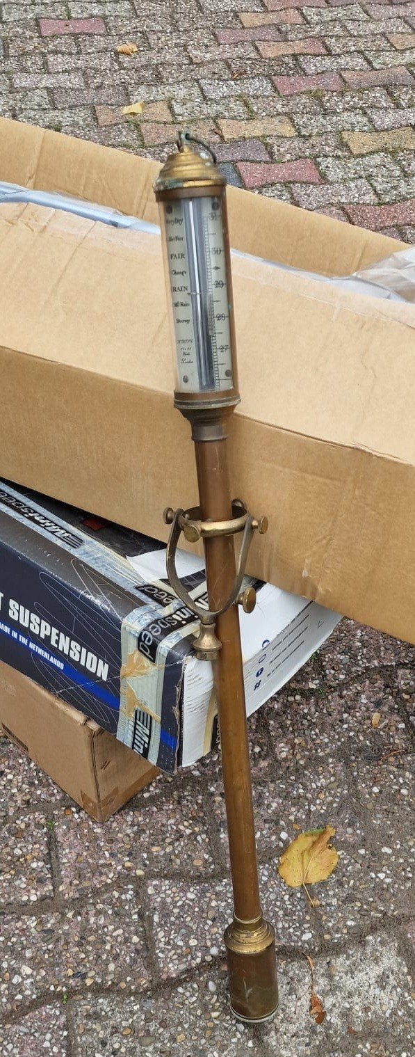 Antieke Barometer/Weerstation - Messing, Ophalen of Verzenden, Gebruikt, Barometer