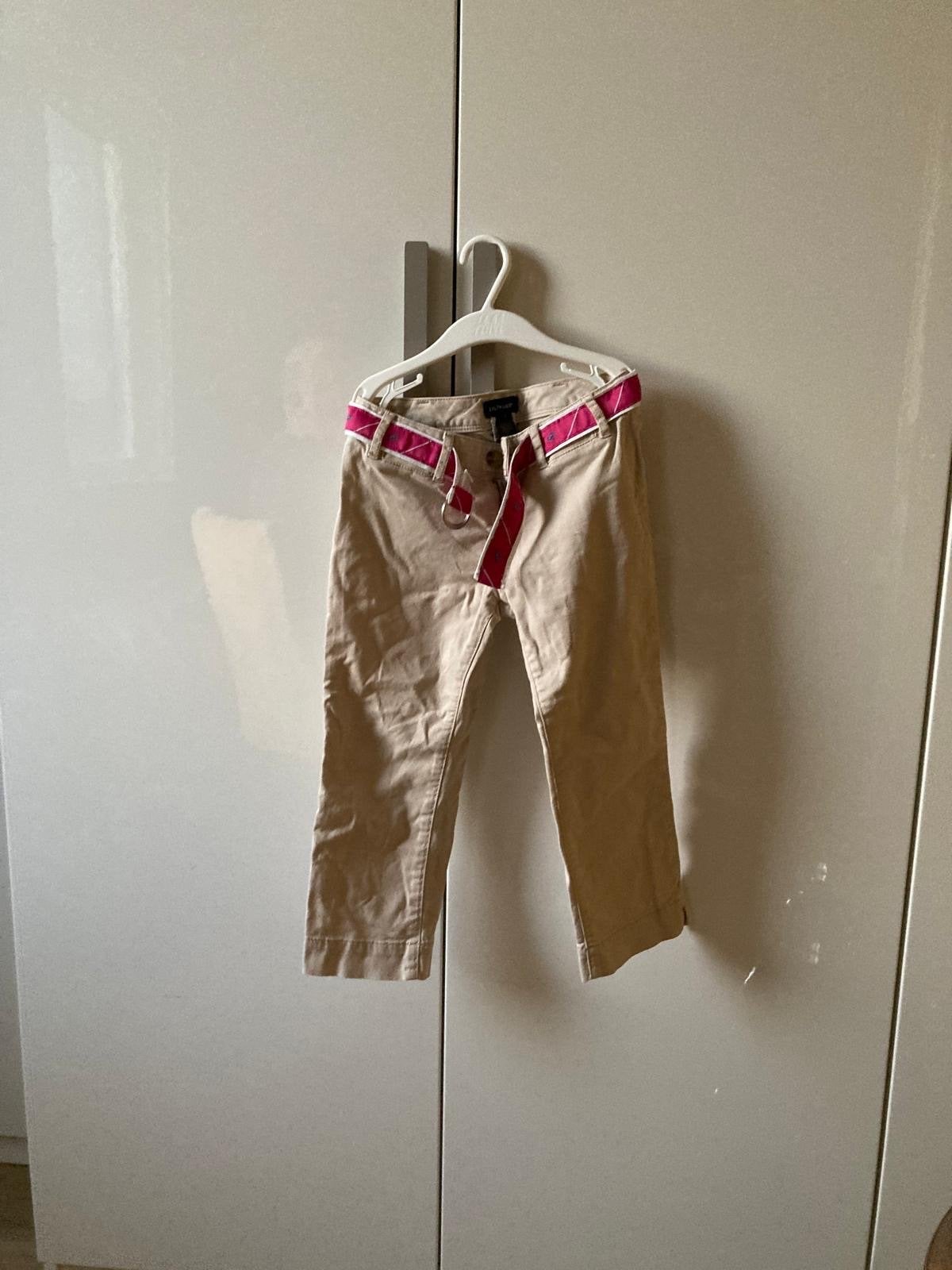 Ralph Lauren Chino Broekje met Roze Riem - Maat 7, Ophalen of Verzenden, Zo goed als nieuw, Meisje, Broek