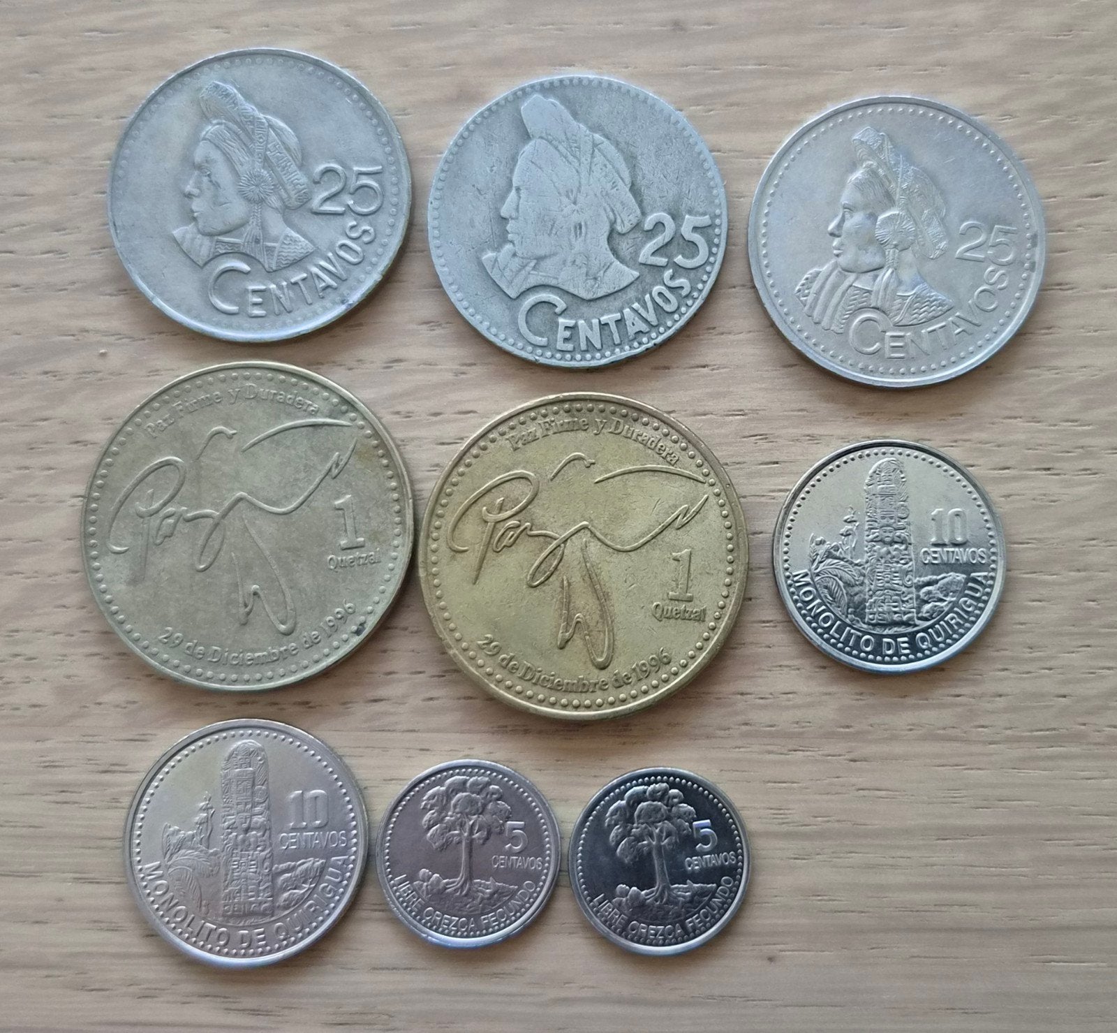 Set van 9 munten uit Guatemala, Ophalen of Verzenden, Zuid-Amerika, Setje