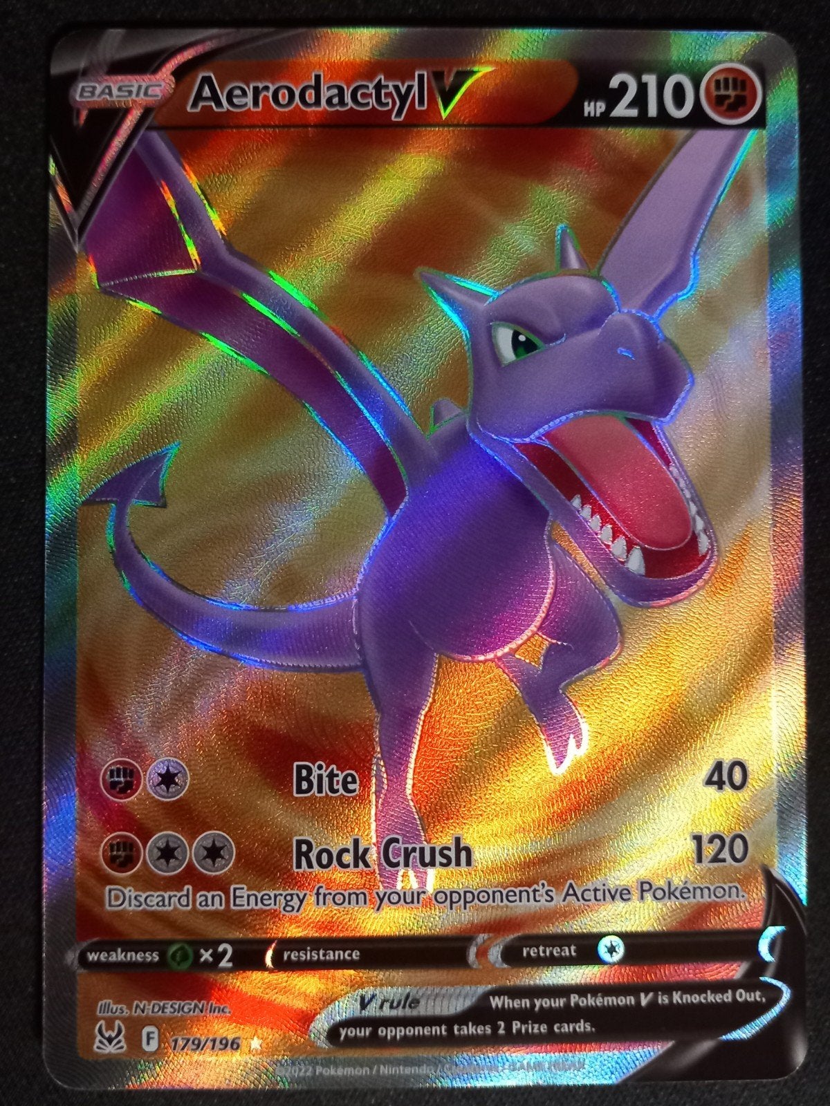 Pokemon Aerodactyl V 179/196 Lost Origin Full Art Excellent, Verzenden, Zo goed als nieuw, Losse kaart, Foil