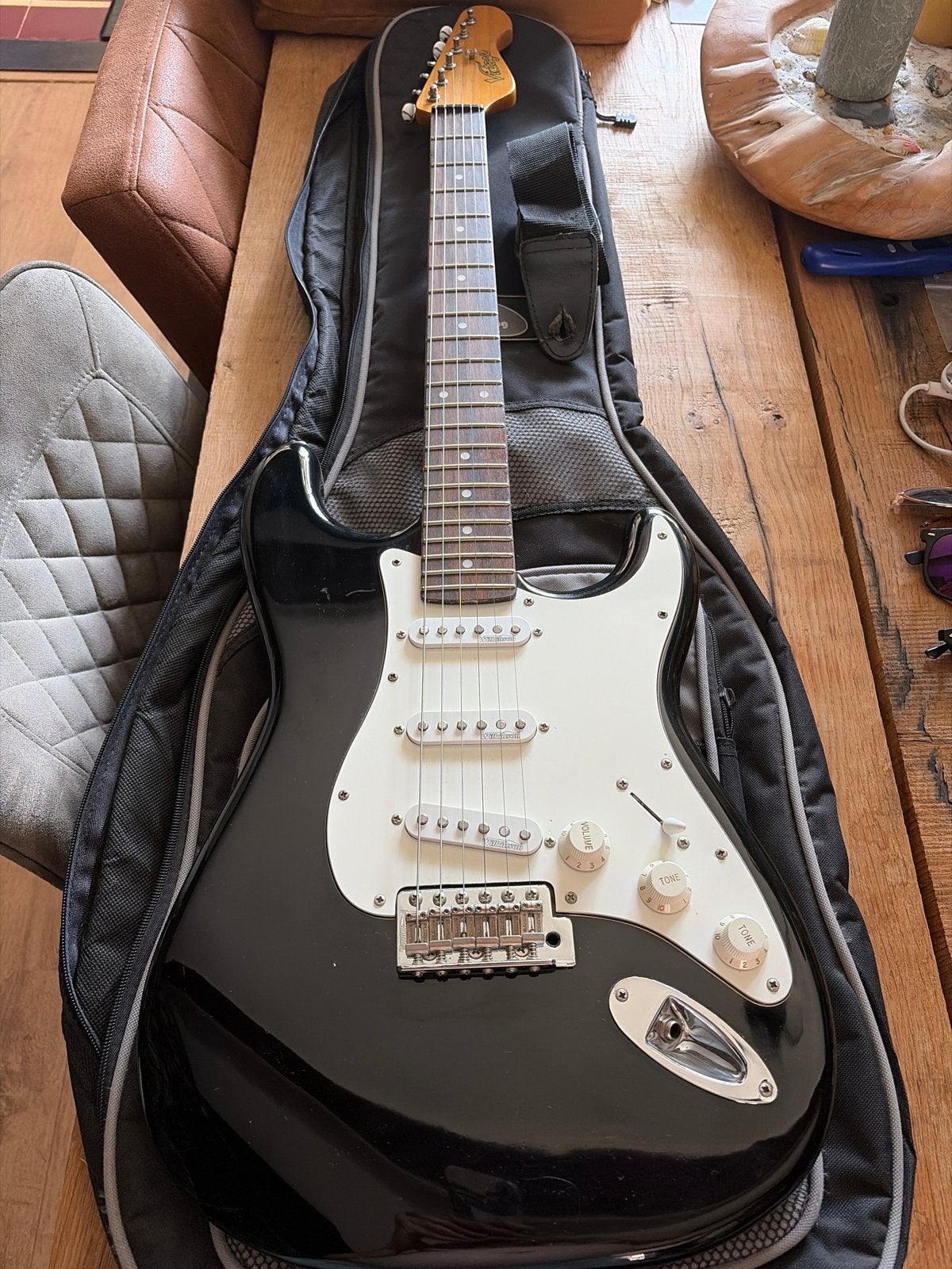 Vintage V6 by Wilkinson elektrische gitaar + hoes, Ophalen, Gebruikt, Solid body, Overige merken