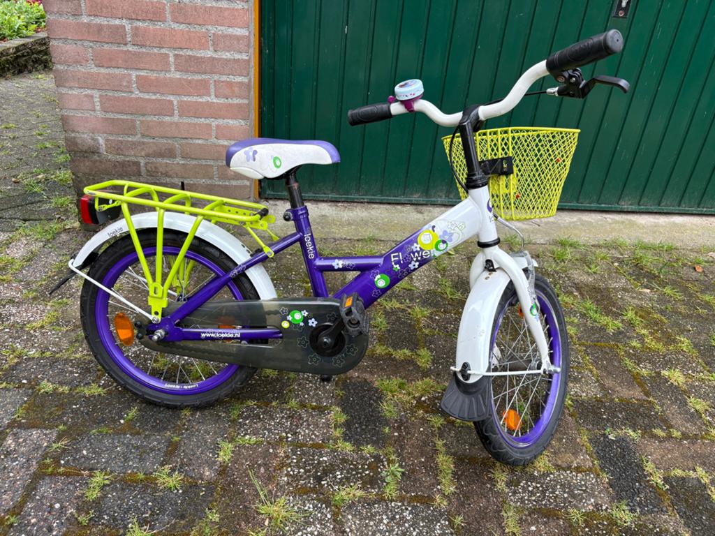 Loekie Flower Power Kinderfiets 16 inch, Ophalen, Gebruikt, Velgrem, 16 tot 20 inch