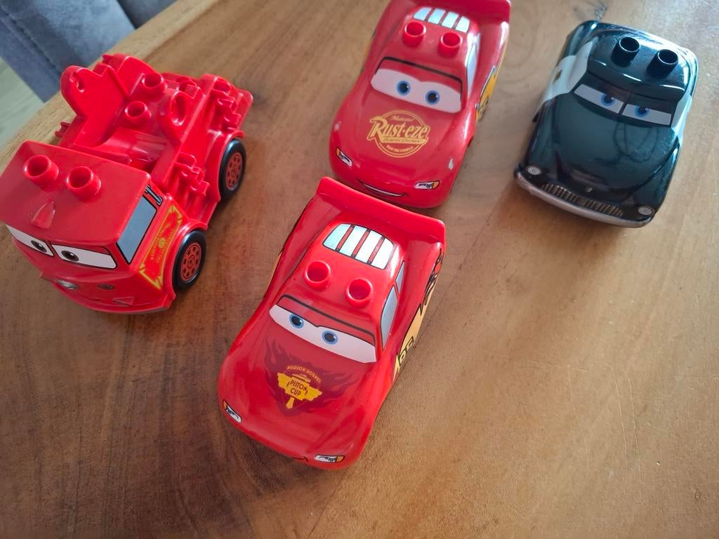 4 Duplo Cars auto's - Bliksem McQueen, Takel en meer, Ophalen of Verzenden, Gebruikt