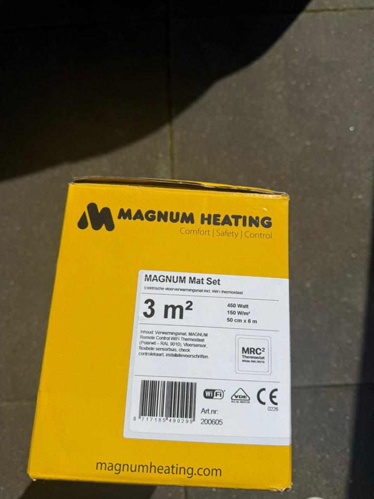 MAGNUM Mat Set Elektrische Vloerverwarming 3m² 450W, Ophalen, Minder dan 30 cm, Overige typen, Nieuw