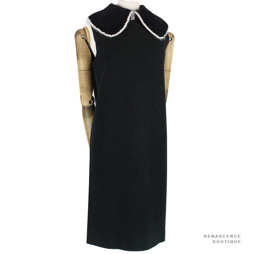 CELINE Paris mouwlose cashmere jurk met prachtige kraag zgan, Maat 38/40 (M), Verzenden, Zo goed als nieuw, Knielengte