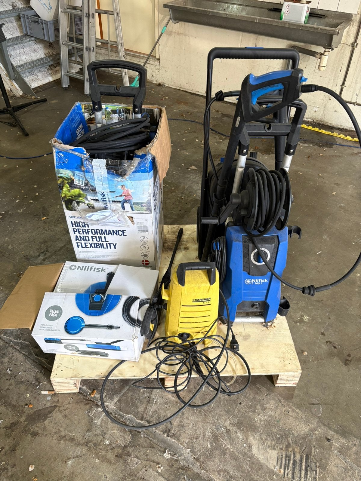 Partij 4st hogedrukreiniger nikfisk karcher, Ophalen, Gebruikt, Elektrisch, Nilfisk Alto