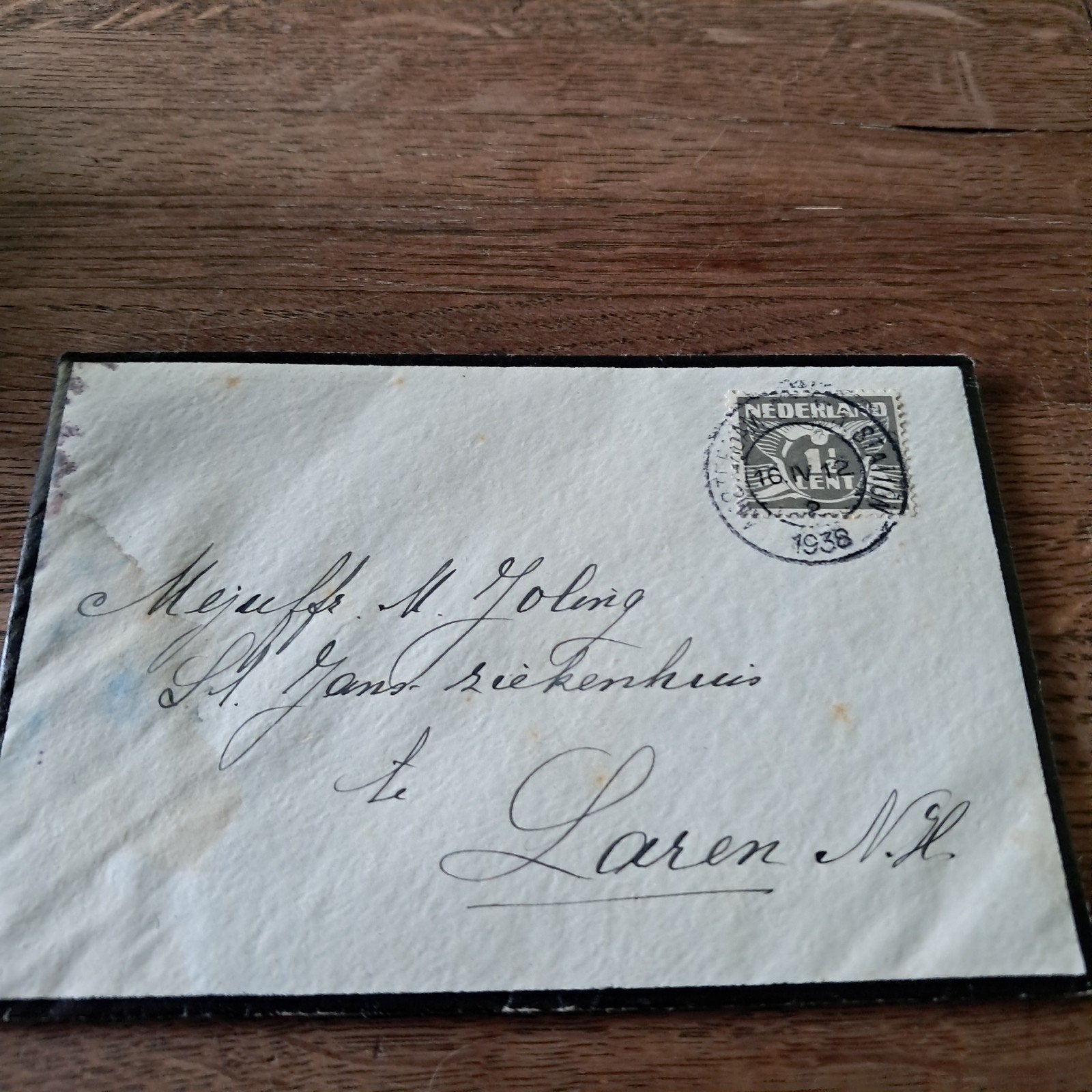 Nederlandse postzegel op envelop uit 1938, Postzegels en Munten, Ophalen of Verzenden, T/m 1940, Gestempeld