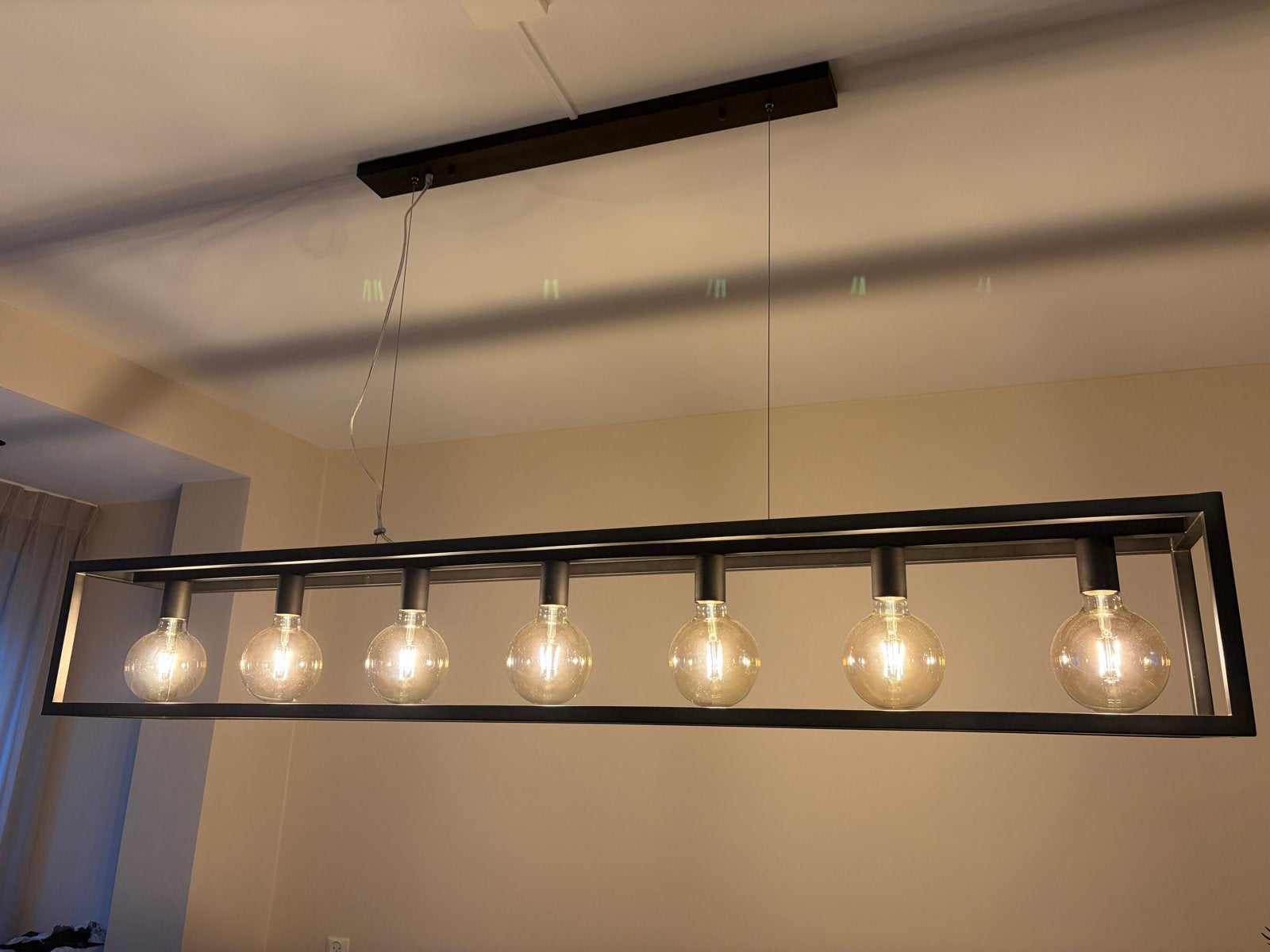 Moderne hanglamp met 7 E27 fittingen - Zwart metaal