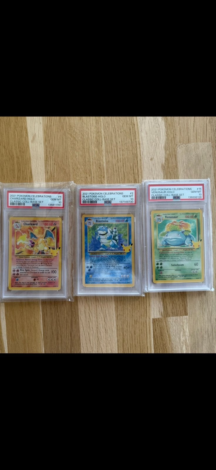 Charizard, blastoise, venusaur celebrations PSA10, Ophalen, Zo goed als nieuw