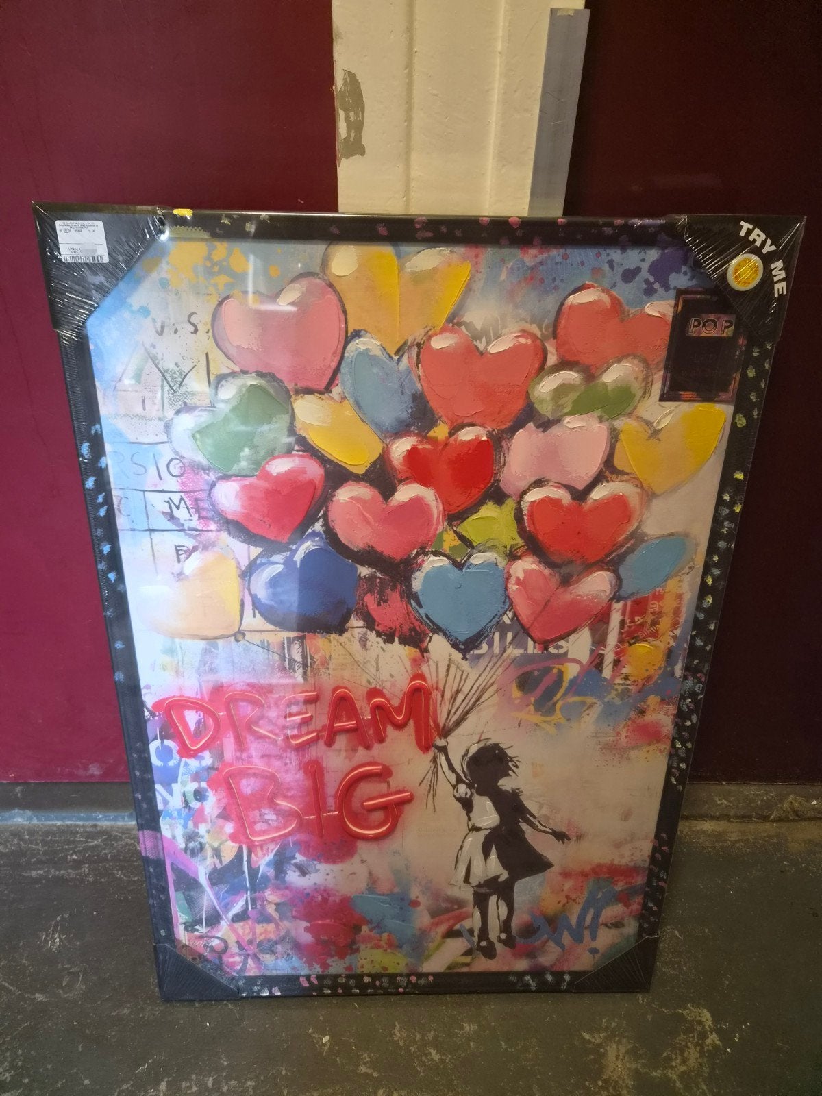 Schilderij met LED-verlichting - "Dream Big" - 60x93 cm, Nieuw, Ophalen of Verzenden, Schilderij, 75 – 100