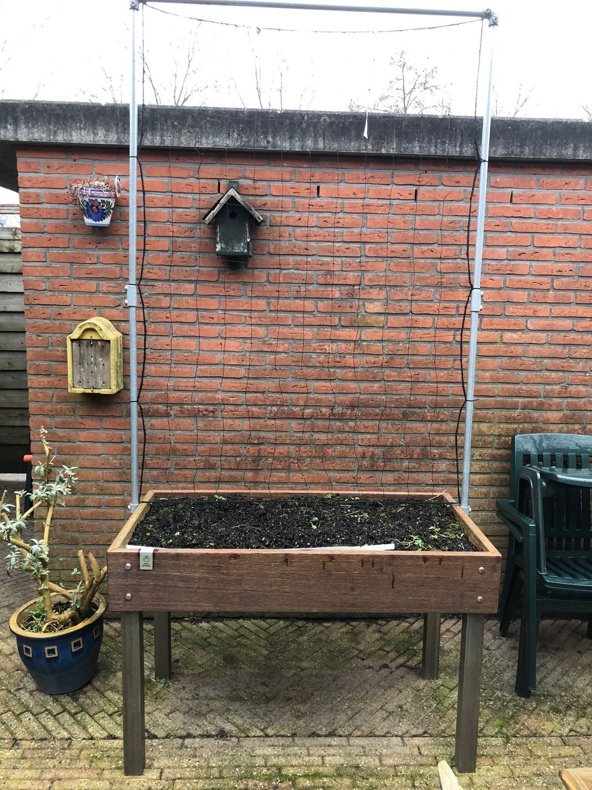 Makkelijke Moestuin Tafel met 8 vakken en klimrek, Ophalen, Gebruikt, 100 cm of meer, Balkon