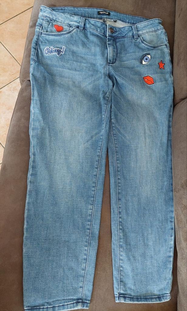 Tom Tailor damesjeans mt xl met leuke print, Blauw, Zo goed als nieuw, W33 - W36 (confectie 42/44), Tom Tailor