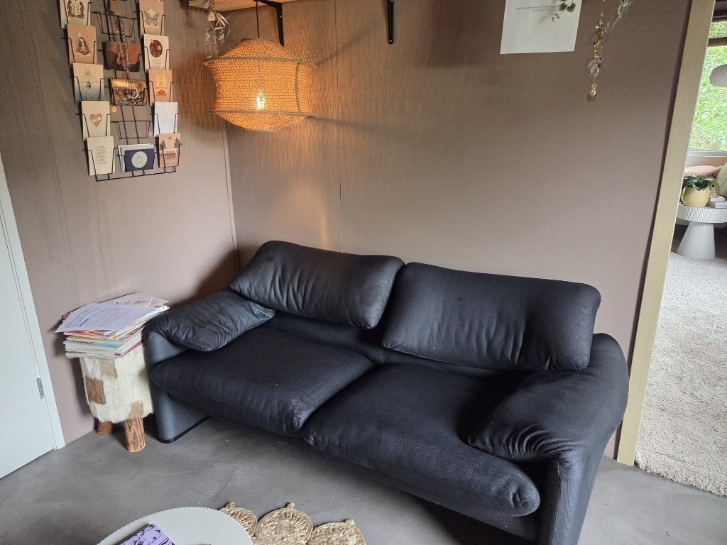 2x 2 zits Cassina Maralunga zwart design bank, Ophalen, Gebruikt, Tweepersoons, 75 tot 100 cm