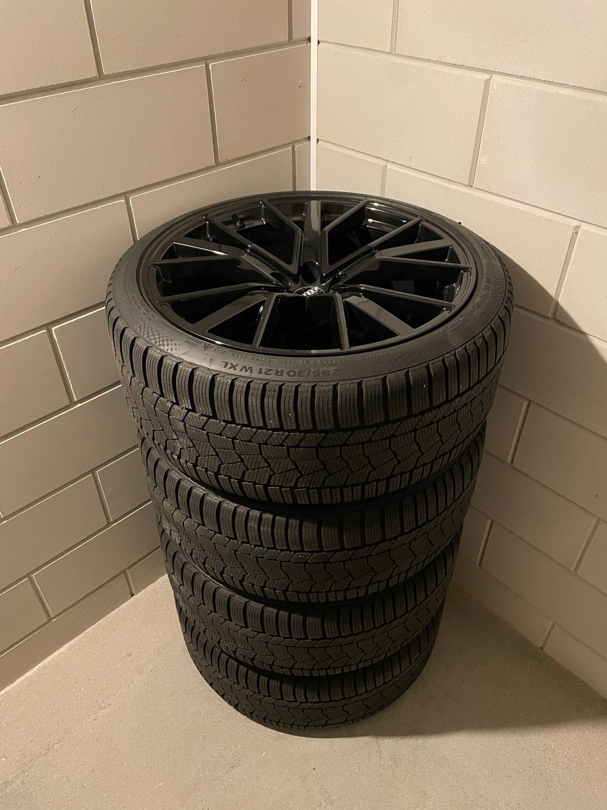 Audi RS6 C7 performance velgen met Continental Wintercontact, Ophalen, Gebruikt, 285 mm, Banden en Velgen