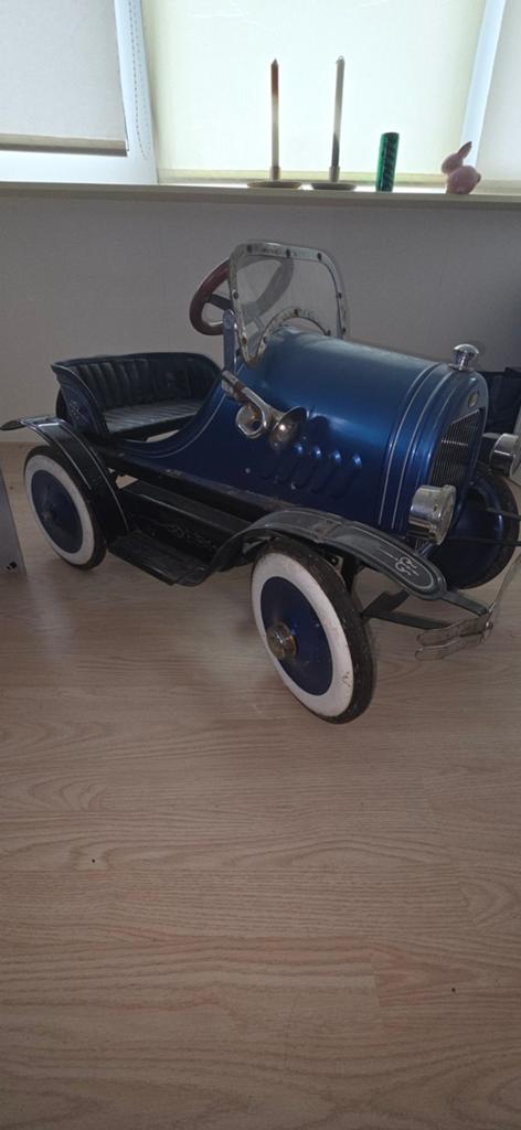 Vintage blauwe trapauto - Classic model, Ophalen of Verzenden