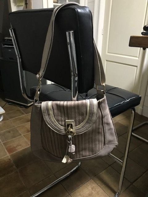 leren handtas Italy tas dames design italy Italie, Ophalen of Verzenden, Zo goed als nieuw, Grijs, Handtas