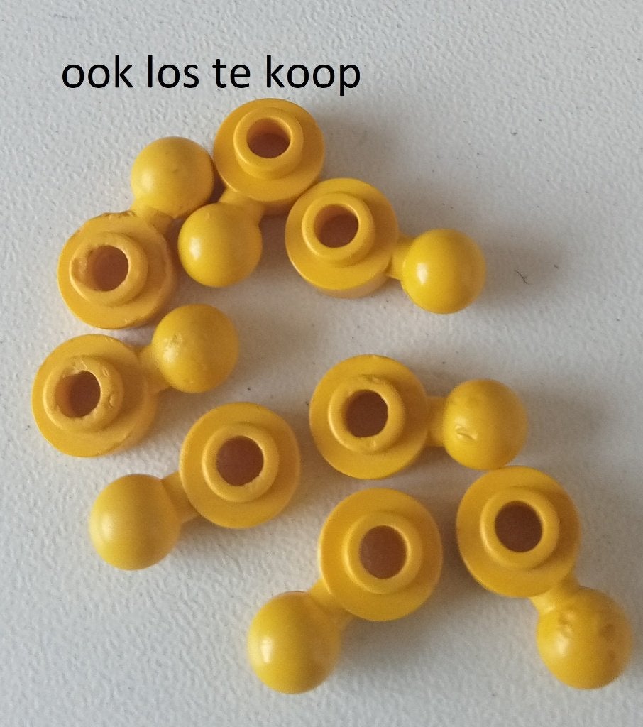 3614a (2) ca 8x Yellow Plate, Round 1 x 1 with Tow Ball w, Ophalen of Verzenden, Gebruikt