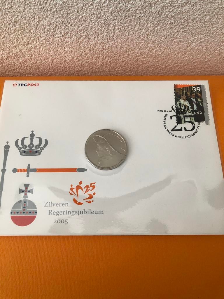 Herdenkingsmunt / Zilveren Regeringsjubileum / Beatrix 2005, Ophalen of Verzenden, Koningin Beatrix, Euro's