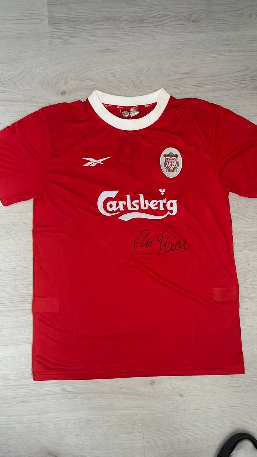 Gesigneerd Liverpool FC Vintage shirt 1995, Sport en Fitness, Voetbal, Maat XL, Ophalen of Verzenden, Zo goed als nieuw, Shirt