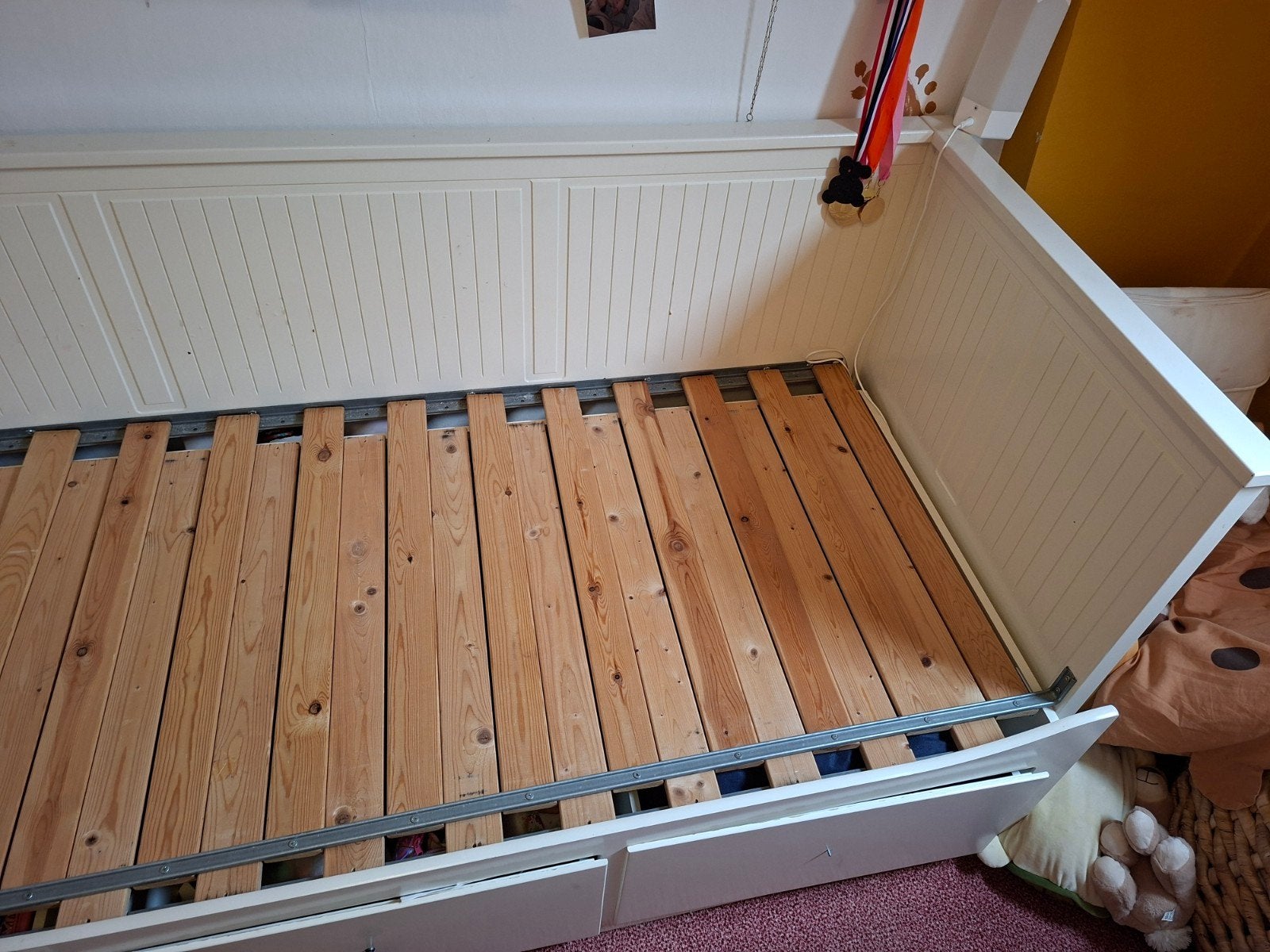 Ikea Hemnes bedbank met 3 lades, Ophalen, Gebruikt, Wit, 80 cm