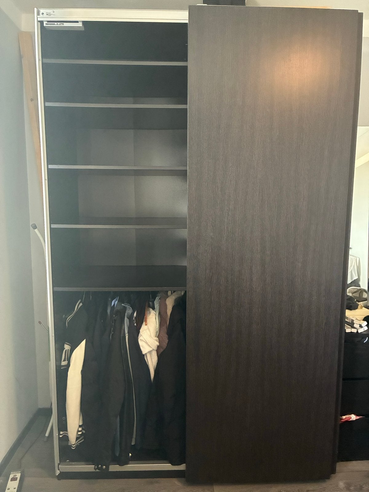 Pax Kledingkast met schuifdeuren, Huis en Inrichting, Kasten | Kledingkasten, Ophalen, Met plank(en), Gebruikt, 100 tot 150 cm