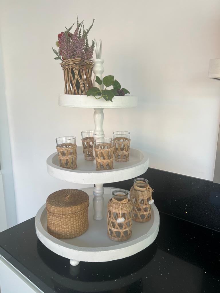 Grote houten etagère mooi wit  ronde bladen, Ophalen of Verzenden, Zo goed als nieuw