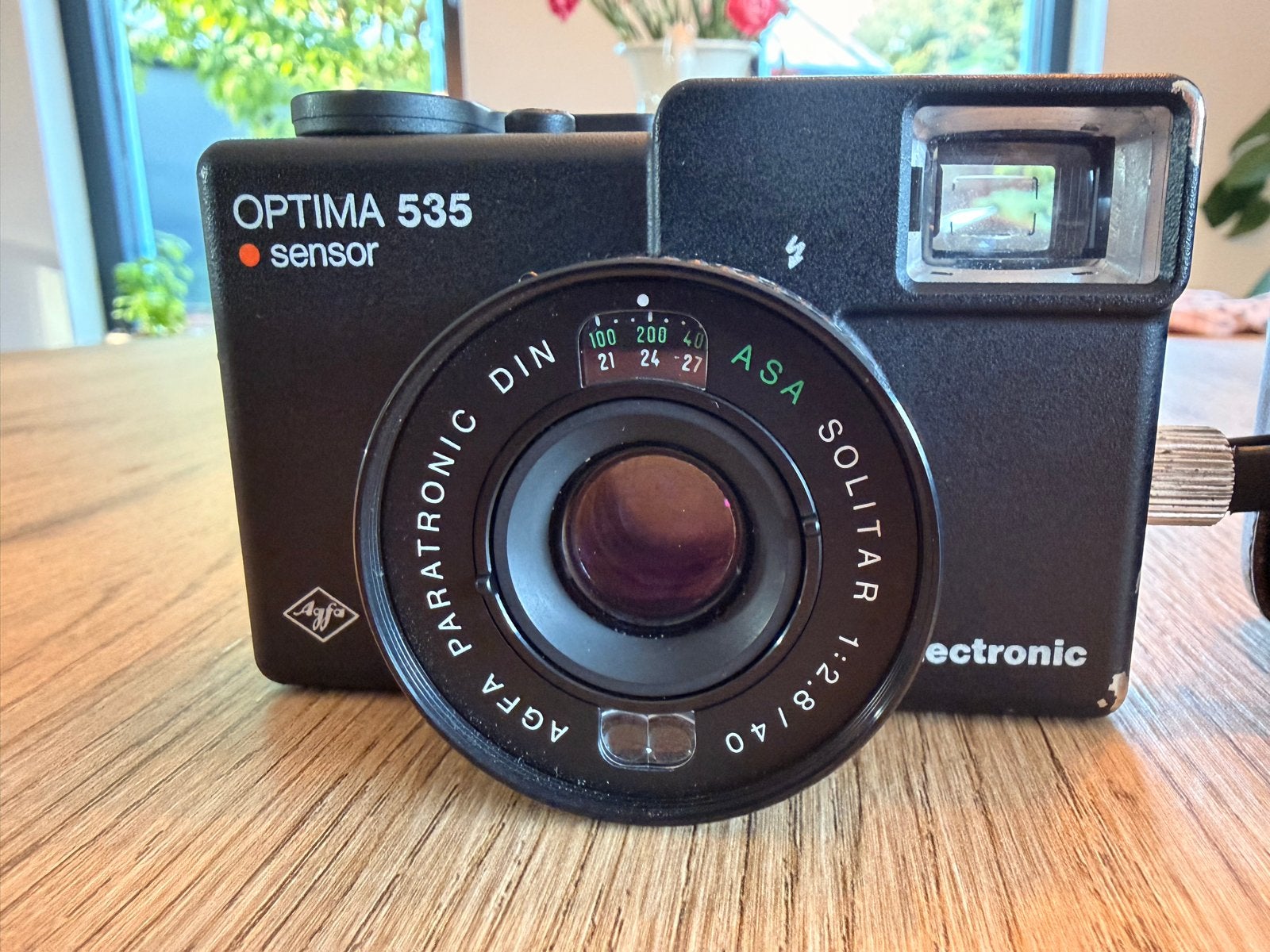 Agfa Optima 535 Sensor fototoestel met leren hoes, Audio, Tv en Foto, Ophalen of Verzenden, Gebruikt, Compact, Overige Merken