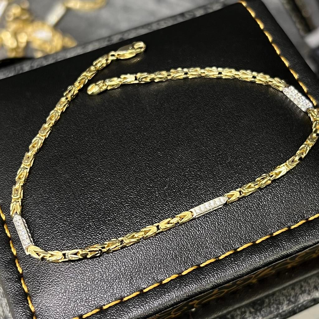 14 karaat gouden armband koningsschakel italy, Ophalen of Verzenden, Nieuw, Goud